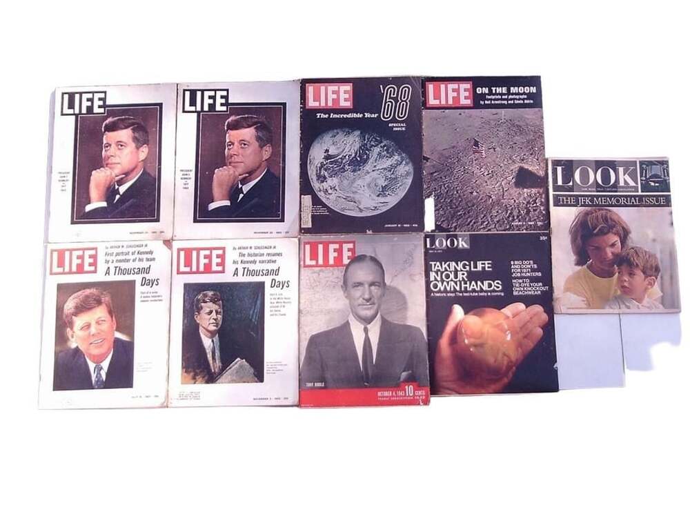 1968 Life, Look, vintage magazines 5 Kennedy 1 Tony Biddle, On The Moon, 1 more